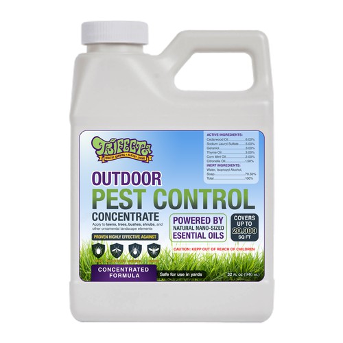Pest control design with the title 'Essential Oil Based YARD SPRAY Pest Control Label'