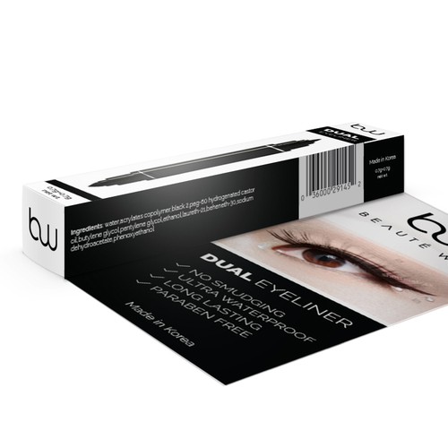 Makeup packaging with the title 'Beaute Wise - DuoEyeliner packaging'
