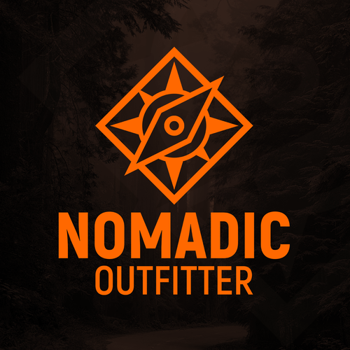 Backpack design with the title 'Nomadic Outfitter'