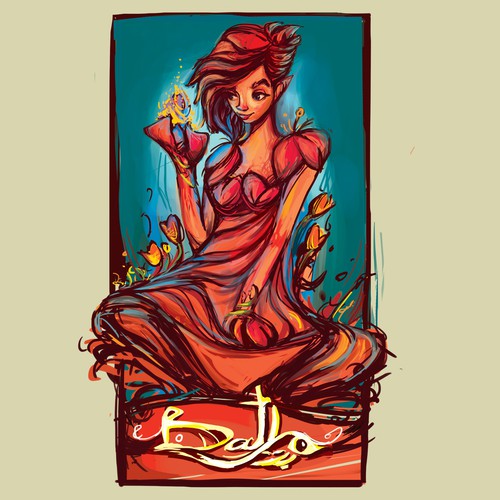 Artistic brand with the title 'Concept art and character for flower shop'