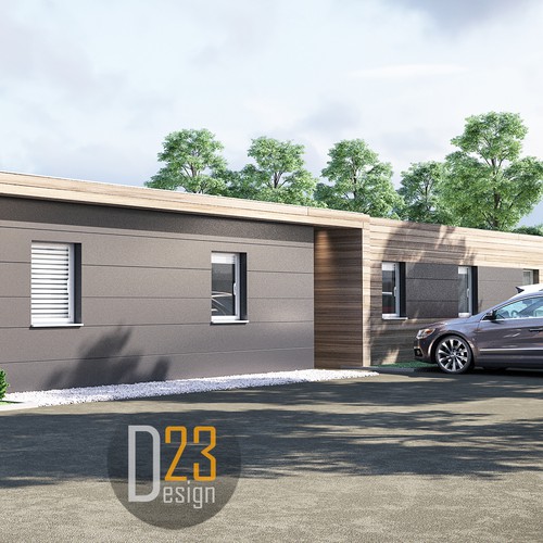 Exterior design with the title 'Renderings for Office Building'