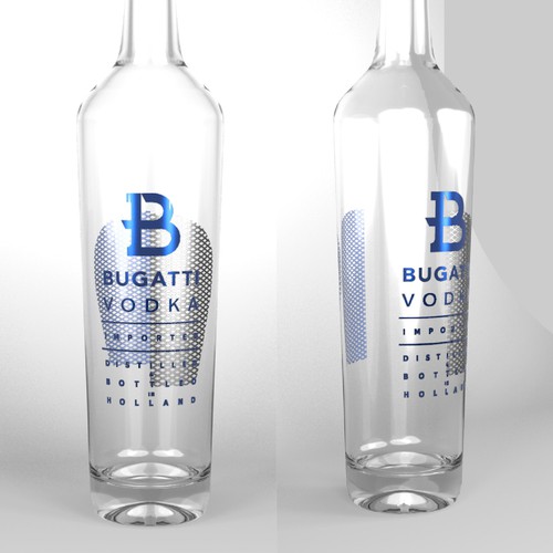 Transparent design with the title 'Bugatti Vodka'