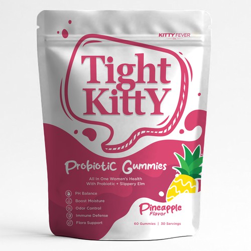 Cute packaging with the title 'Feminine Probiotic Gummy'
