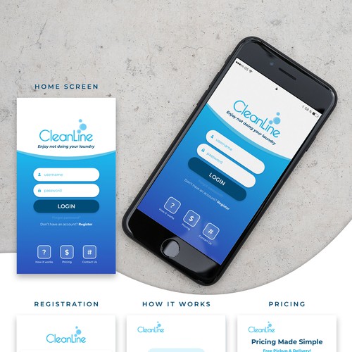Laundry design with the title 'Mobile app for laundry shop'
