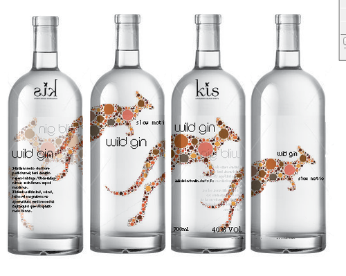Abstract label with the title 'Help Kangaroo Island Spirits with a new product label'