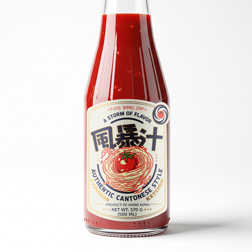 Chinese design with the title 'Typhoon Ketchup Packaging Design'