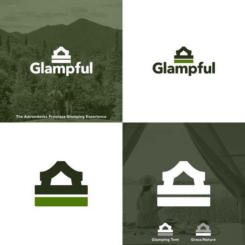 Road trip logo with the title 'Glamping Tent'