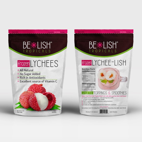 Tropical packaging with the title 'BE*LISH'