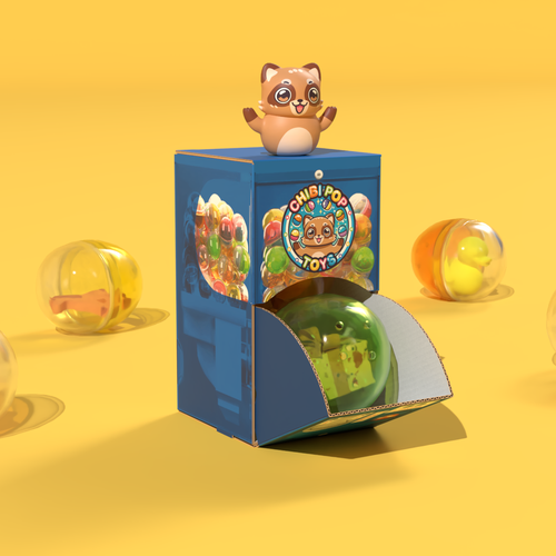 Toy packaging with the title 'Gachapon Packaging'