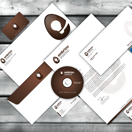 Envelope design with the title 'Stationery Set Design for 'embrioo'.'