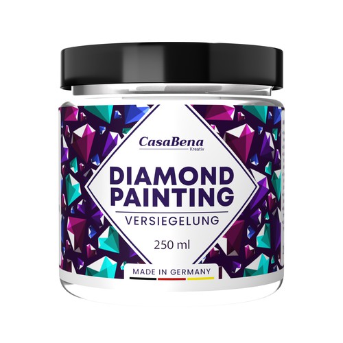 Art label with the title 'Diamond Painting Finishing - Label'