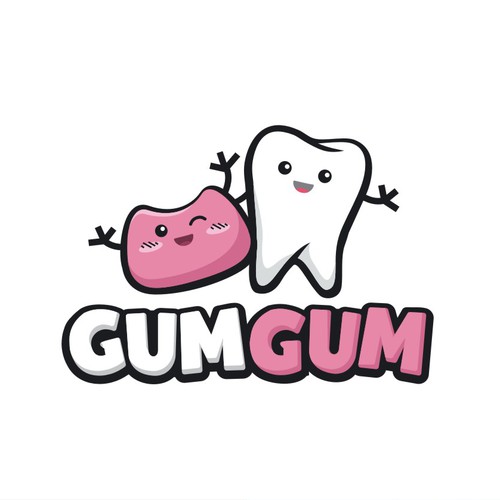 Tooth logo with the title ' youthful and energetic for Gum Gum a sugar free gum '
