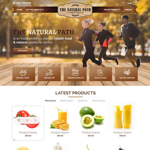 Organic website with the title 'Natural Health Products Ecommerce Shop'
