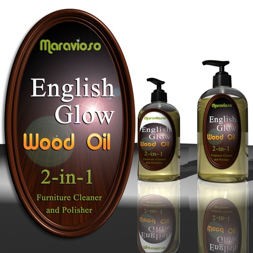 Mayan design with the title 'Furniture polish label'