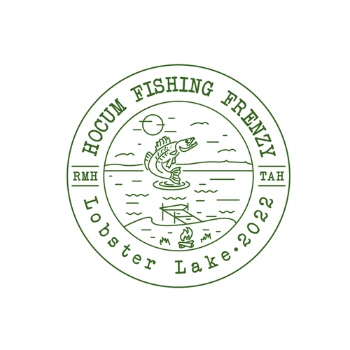 Fish logo with the title 'logo for annual family fishing weekend at the lake'