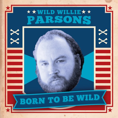 Red artwork with the title 'Album cover concept for comedy album.'