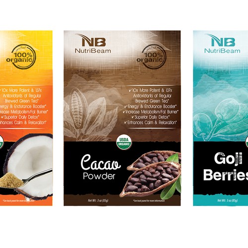 Mountain label with the title 'Fun, modern, simple but eye-popping label needed for premium food company.'