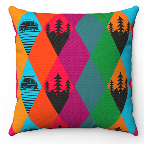 Camping design with the title 'pillows for campers'