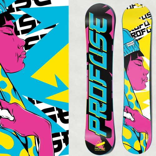 Funky design with the title 'Profuse Snowboarding'