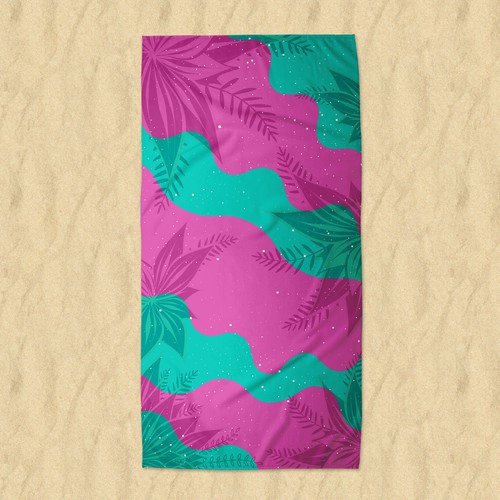 Beach artwork with the title 'Beach towel design'