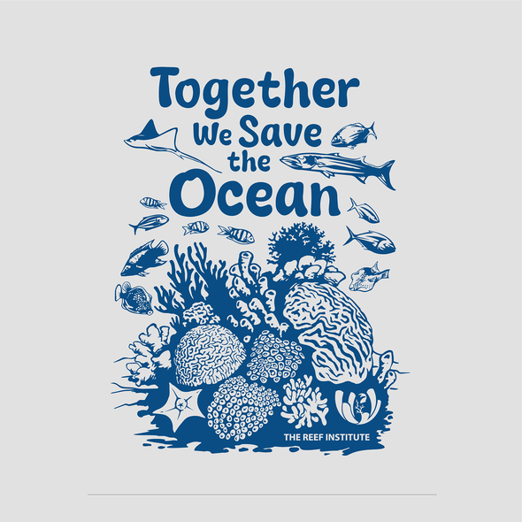 Sea t-shirt with the title 'Together we save the ocean'