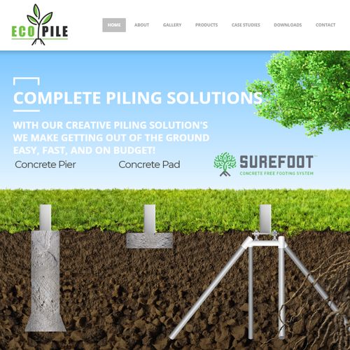 Jimdo design with the title 'Eco-Pile'