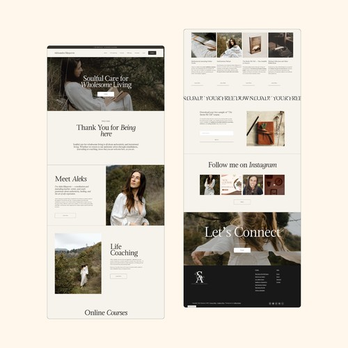 Website with the title 'Soulful Editorial Style Squarespace Site for Coach + Writer'