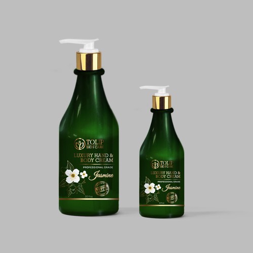 Skincare label with the title 'Label for luxury hand body cream.'