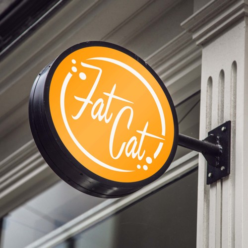 Black and yellow logo with the title 'Existing logo for FAT CAT BAR'