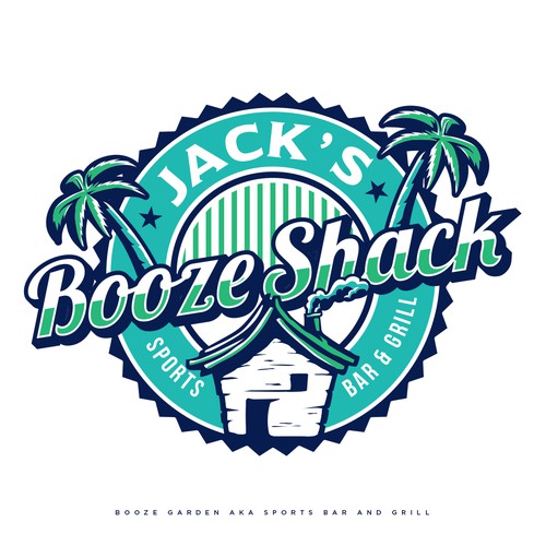Beach logo with the title 'Jack’s Booze Shack'