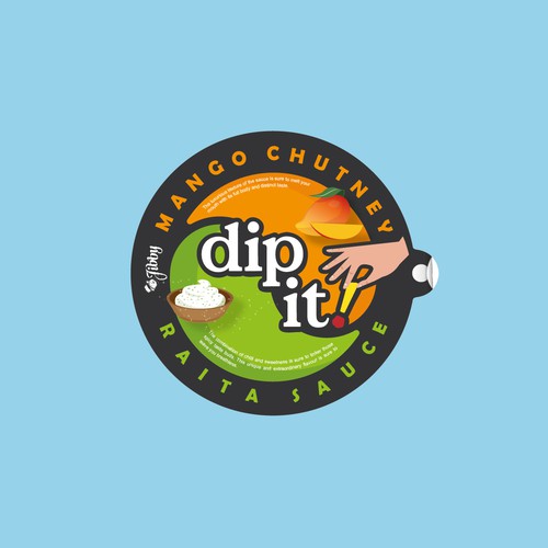 Logo packaging with the title 'Dip it! Packaging'