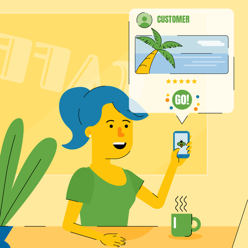 Phone artwork with the title 'Illustration for travel app'