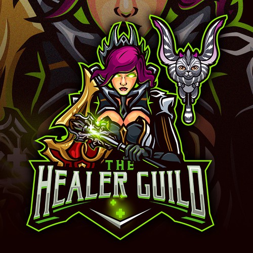 Shield design with the title 'The Healer Guild'