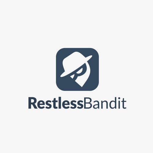 Corner logo with the title 'Lettermark logo for RestlessBandit'