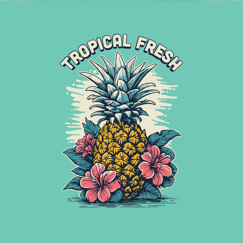 Tropical t-shirt with the title '"Fresh Pineapple" Tropical T-Shirt'