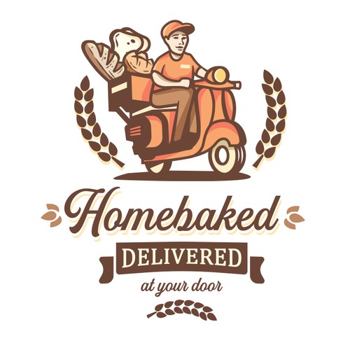 Jimdo design with the title 'Homebaked Delivered – Logo Design'