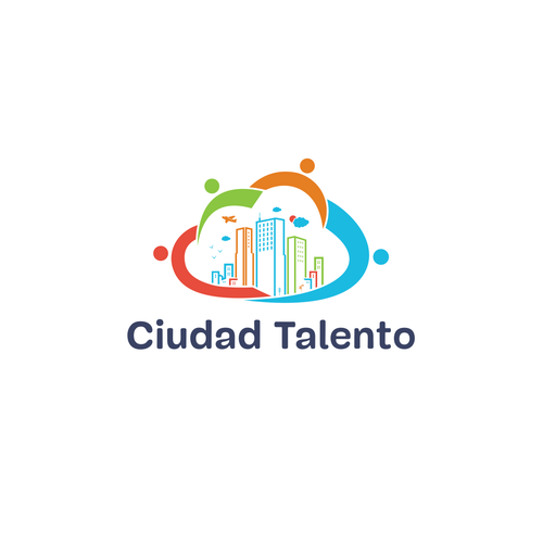 City brand with the title 'creative city illustration based on hightech and collaborative cloud for Ciudad talento logo'