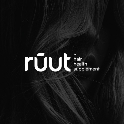 Hair extension logo with the title 'Fully Custom Created Wordmark for "ruut" a Hair Health Supplement'