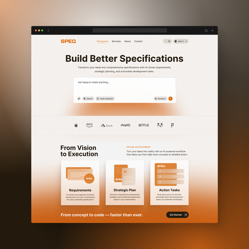 Website with the title 'Speq - AI Builder '