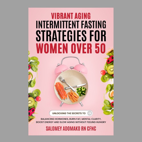 Pink book cover with the title 'Vibrant Aging Book Cover Design'