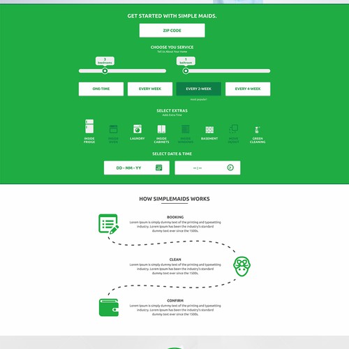 Cleaning website with the title 'website design for simplemaids'