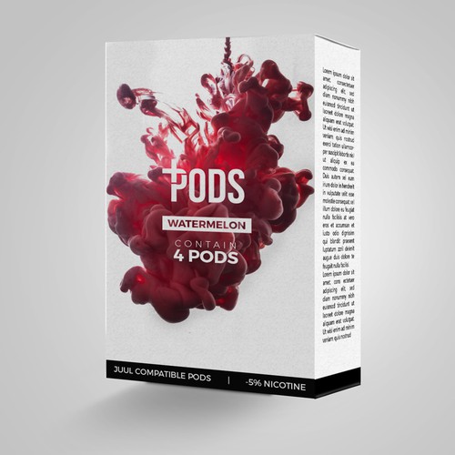 Marijuana label with the title 'Pods Vape Packaging'