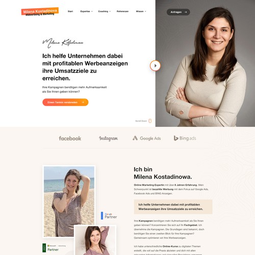Personal website with the title 'Milena Kostadinova'