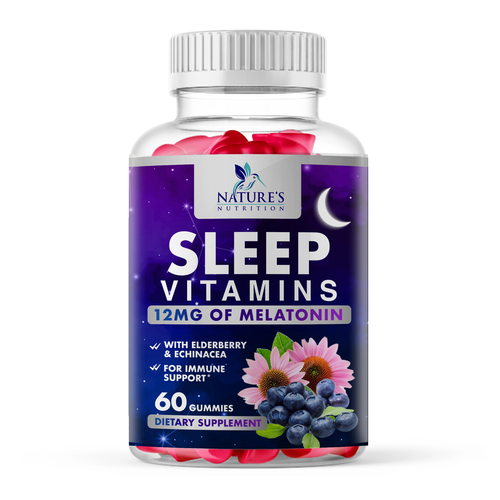 Vitamin label with the title 'Gummy label design'