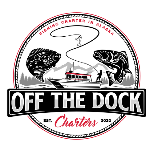 Fishing hook logo with the title 'Off The Dock'