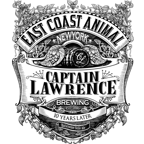 Classic label with the title 'Beer Label For Captain Lawrence'