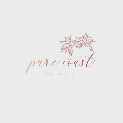 Olive branch logo with the title 'Nature inspired logo design for Pure Coast naturals'