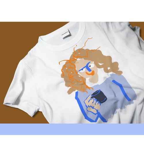 Coffee t-shirt with the title 'T-shirt mock, hand drawn illustration'