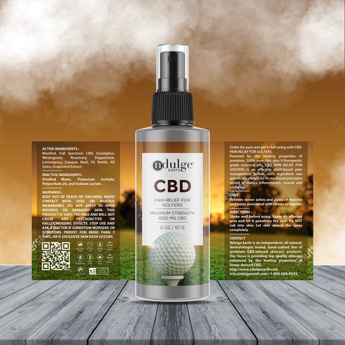 Spray label with the title 'Ndulge Earth - a WHOLE NEW WORLD OF SKIN CARE.'