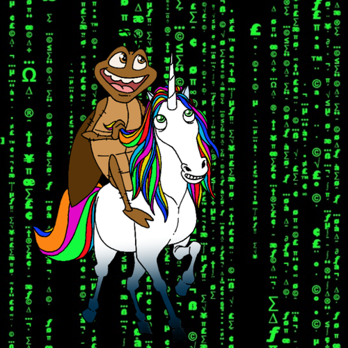 Matrix design with the title 'Cockroach Riding A Unicorn'